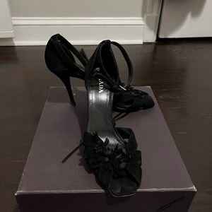 Prada Black suede ankle strap sandals